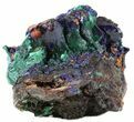 Sparkling Azurite Crystal Cluster with Malachite - Laos #56066-1
